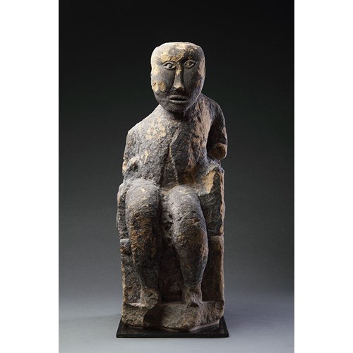 Ancient British Celtic Seated Sandstone Shrine Figure of a Divine Chieftain or Warrior God